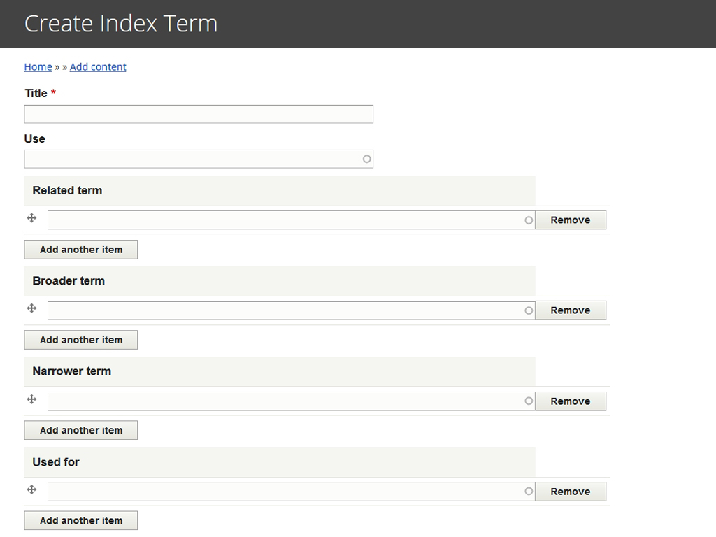 Custom Index Term Interface