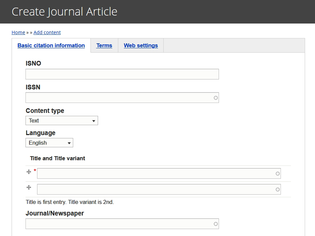 Custom Journal Creation Interface