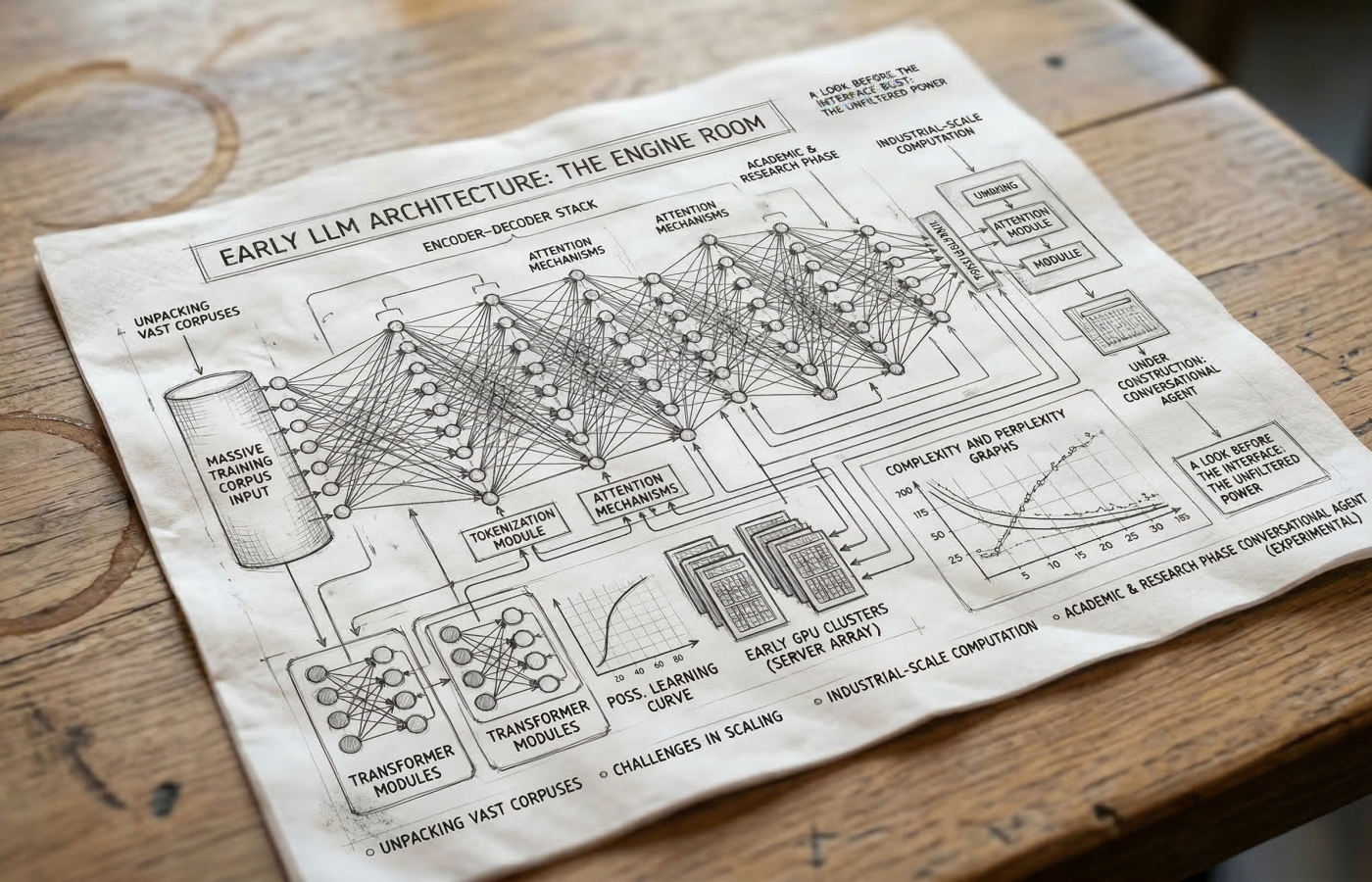Design depicting neural networks and transformer architecture