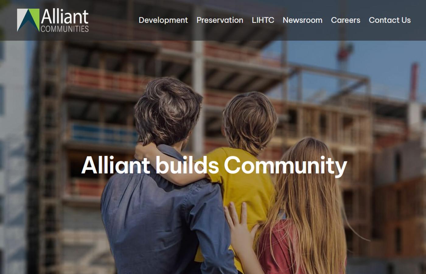 Alliant communities updated hero image and home page navigation reflecting professionalism and market leadership