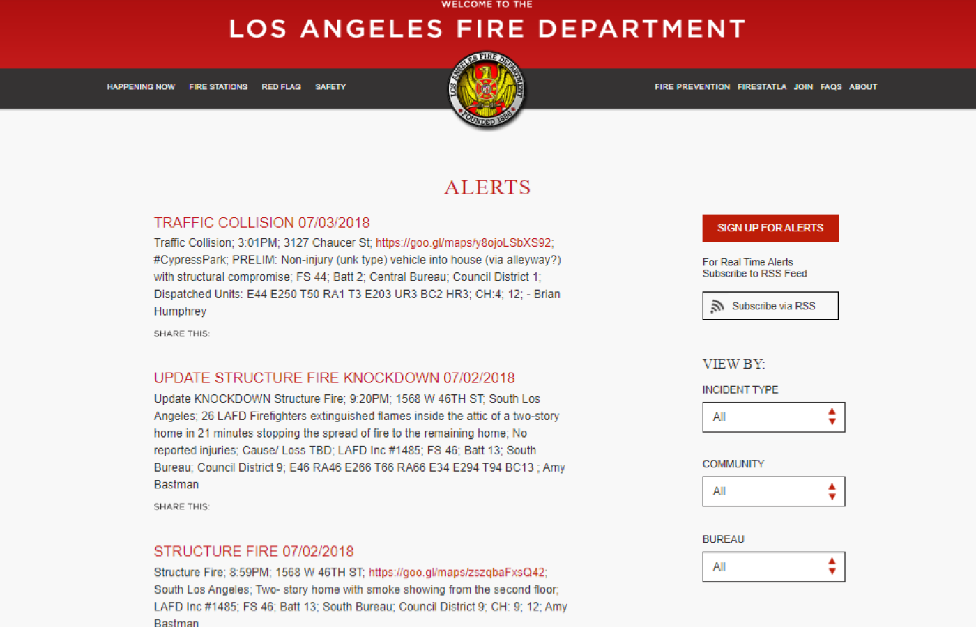 LAFD Alerts