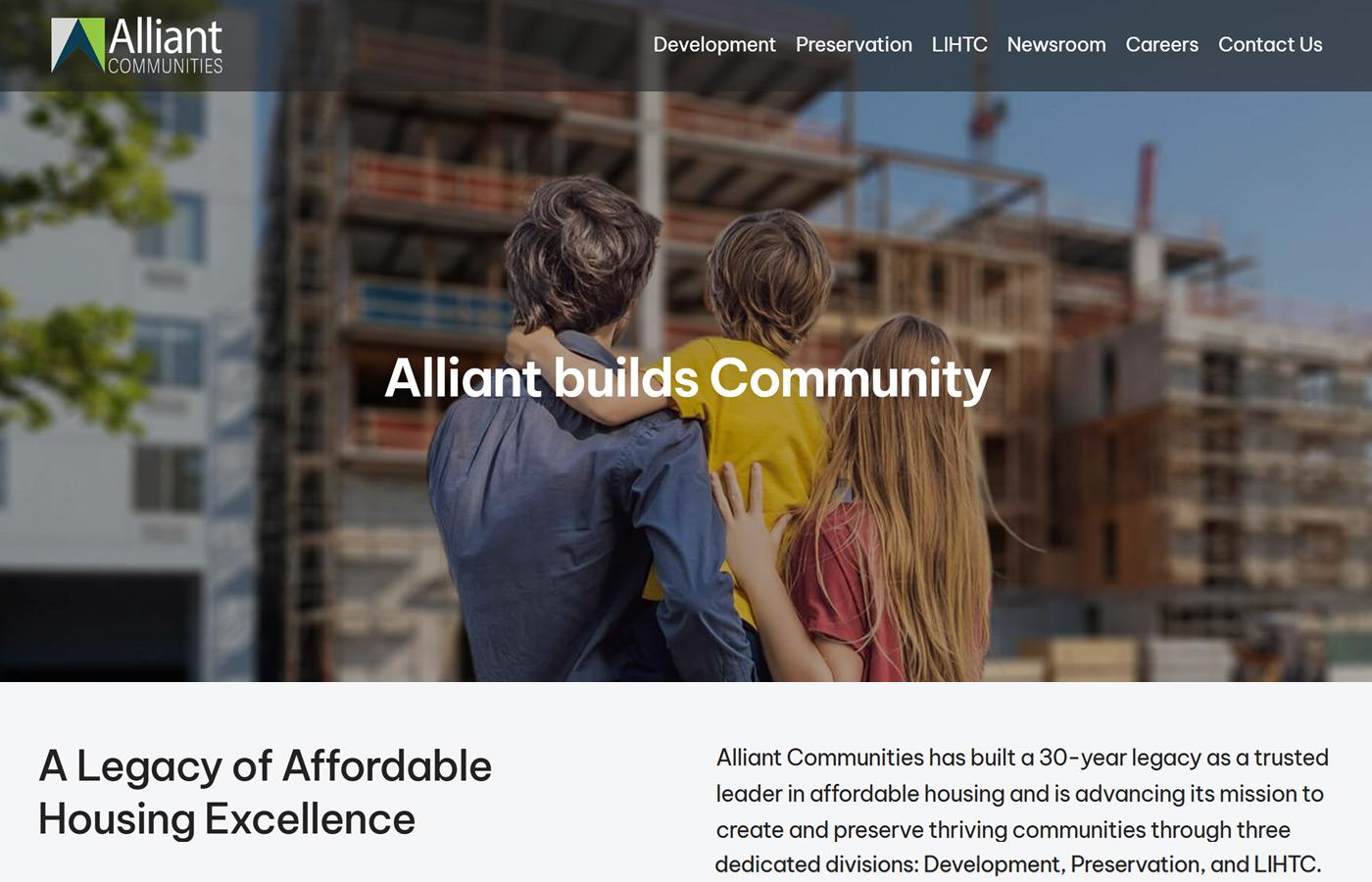 Alliant Communities Website Homepage Alliant Builds Community