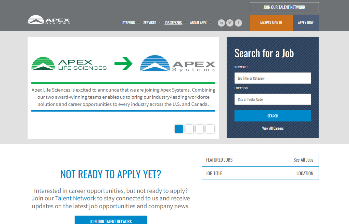 Career Page at Apex Systems