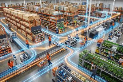 Agentic AI lines in a home supplies store