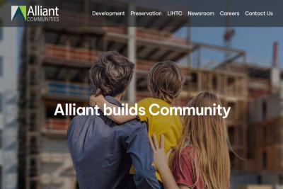 Alliant communities updated hero image and home page navigation reflecting professionalism and market leadership