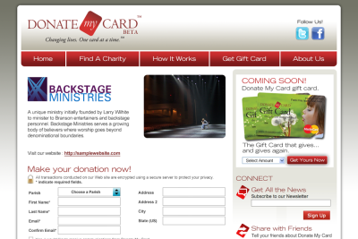 Donate My Card - Charity page